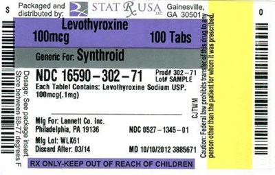 LEVOTHYROXINE SOD 100 MCG LABEL.jpg LEVOTHYROXINE SOD 100 MCG LABEL Image - LEVOTHYROXINE SOD 100 MCG LABEL